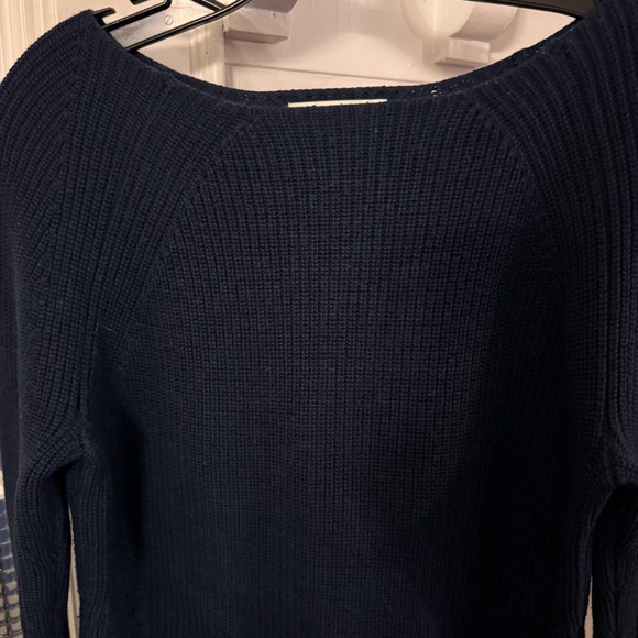 EVERLANE Women’s Navy Blue Wool Sweater Boat Neck Long Sleeve Sz M - Picture 3 of 9